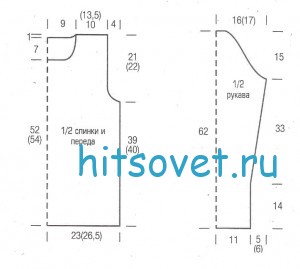 Ажурный пуловер с красивым узором, выкройка.