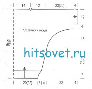 Вязаный пуловер сетка, выкройка.