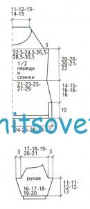 Вязание пуловера с дырками на кокетке, выкройка.