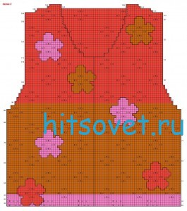 Вязание жакета с ажурными цветами, схема 2.