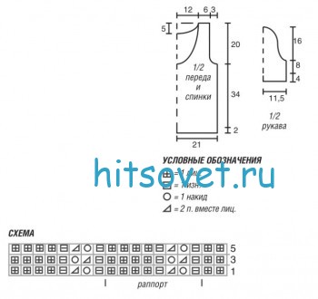Летняя кофточка спицами Схема