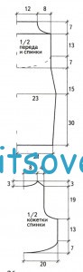 Вязаное платье с сеткой на спинке, выкройка.