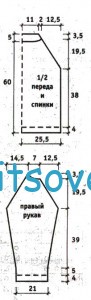 Вязаный пуловер реглан с описанием вязания, выкройка.