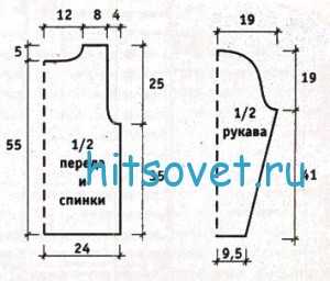 Белый пуловер с красивым узором, выкройка.