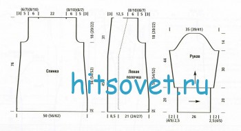 Вязаный кардиган серого цвета, выкройка.