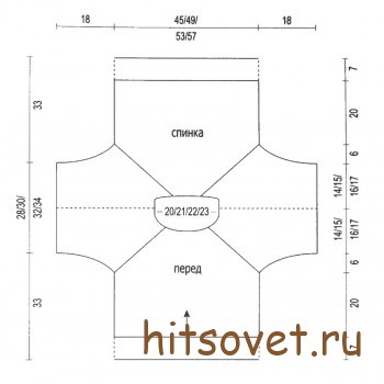 Бежевый пуловер спицами женский, выкройка.
