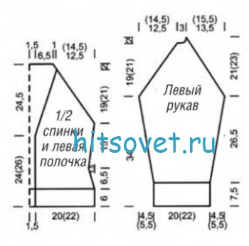Жакет спицами для женщин Выкройка