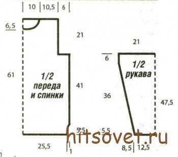 Пуловер женский и шарф-петля, выкройка.