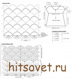 Ажурный голубой топ крючком, схемы.