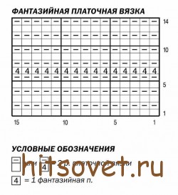 Женский пуловер с коротким рукавом спицами, схема.