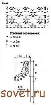 Желтый топ крючком из хлопка, схема.