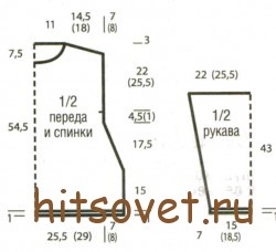 Двухцветный пуловер с узором зигзаг, выкройка.