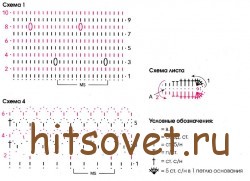 Черный вязаный жакет с узором, схема.