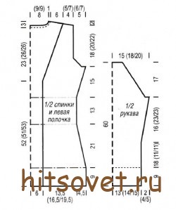 Серый кардиган с поясом, выкройка.