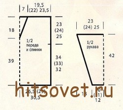 Вязаный пуловер с люрексом и мини-шарф, выкройка.