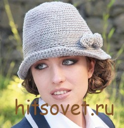 Серая шляпа крючком Серая шляпа крючком