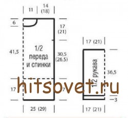 Выкройка розового пуловера.