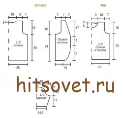 Топ и болеро спицами, выкройка.
