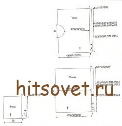 Короткий пуловер спицами женский, выкройка.