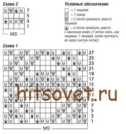 Летний пуловер с ажурными узорами, схемы.
