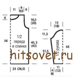 Летний пуловер с ажурными узорами, выкройка.