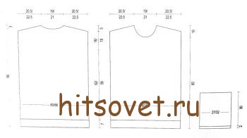 Свободное платье спицами, выкройка.