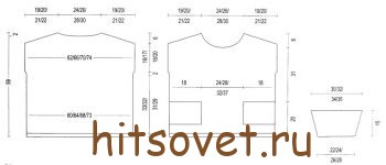 Вязание жакета с глубоким вырезом, выкройка.