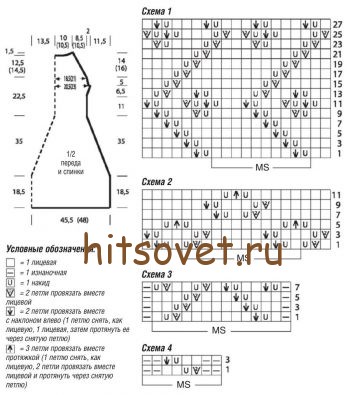Платье черное спицами, схемы.
