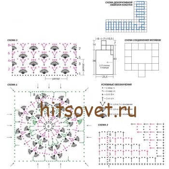 Расклешенный топ крючком, схемы.