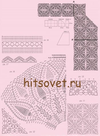 Платье кардиган крючком, схемы.
