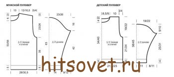 Свитер для папы и сына, выкройка.