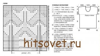 Свободный джемпер с коротким рукавом, схема.