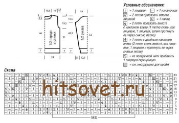 Вязание джемпера с узором из ромбов, схема.
