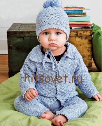 Вязаный комплект для мальчика 1 года, фото 2.