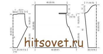Кардиган спицами с описанием, выкройка.