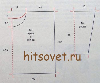 Свободный джемпер, выкройка.