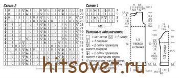 Красивое вязаное платье, схемы.