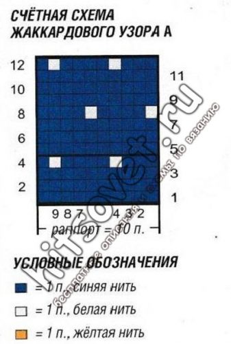 Пуловер со снежинками спицами, схема 2.