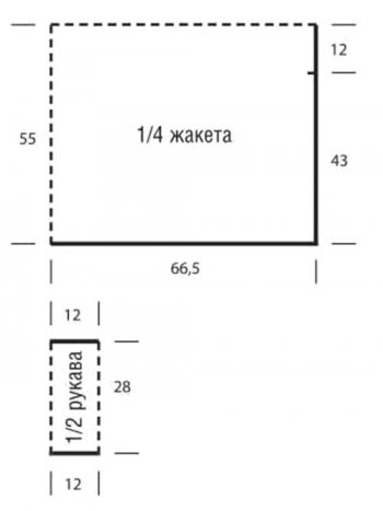 Свободный жакет спицами с описанием, выкройка.