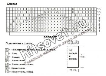 Короткий джемпер для девушки, схема.