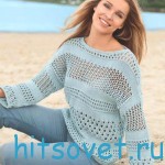 Свободный пуловер спицами
