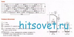Голубой пуловер спицами, схема.