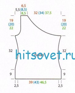 Асимметричный топ крючком, выкройка.