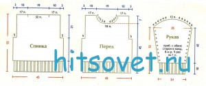 Полосатый пуловер спицами из тонкой пряжи, выкройка.