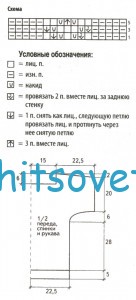 Терракотовый пуловер спицами, схема.