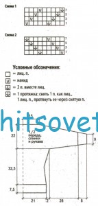 Вязаный пуловер из секционки, схема. Вязаный пуловер из секционки, схема.