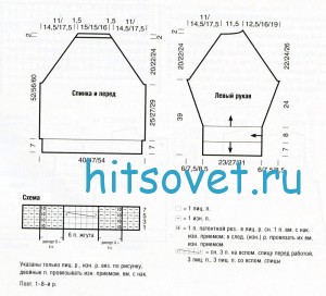 Вязаный джемпер с оригинальным воротом, схемы.