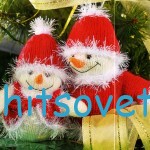 Новогодние вязаные снеговики