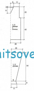 Вязание пуловера спицами с v-образным вырезом, выкройка.
