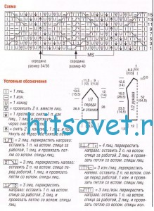 Ажурный джемпер спицами, схема.